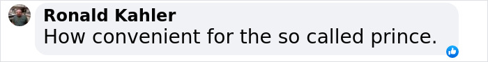 Comment suggesting suspicion about an incident involving a prince. Comment suggesting suspicion about an incident involving a prince.