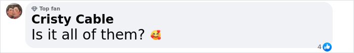 Comment by Cristy Cable, "Is it all of them?" with heart emoji, discussing beautiful dogs. Comment by Cristy Cable, "Is it all of them?" with heart emoji, discussing beautiful dogs.