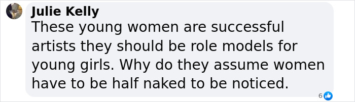 Comment questioning role models in Sabrina Carpenter and Charli XCX's performances. Comment questioning role models in Sabrina Carpenter and Charli XCX's performances.