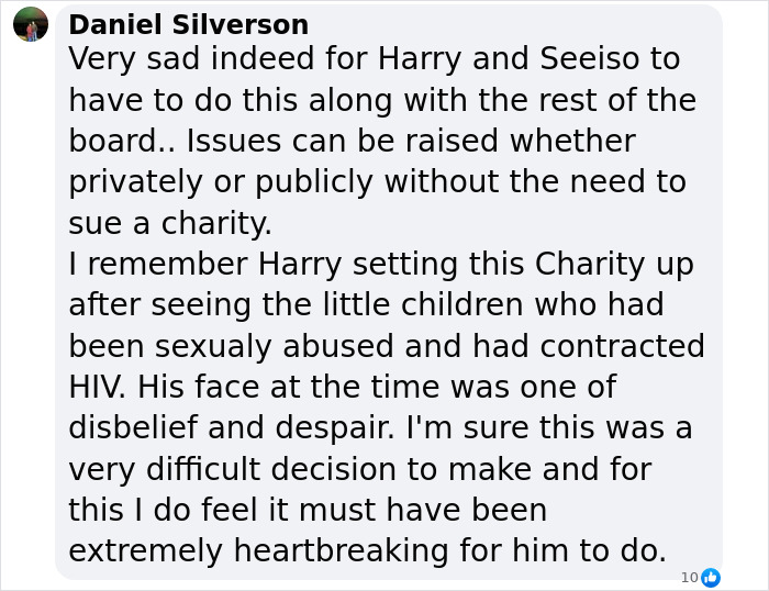 Screenshot of a message regarding Prince Harry and his charity amid bullying accusations. Screenshot of a message regarding Prince Harry and his charity amid bullying accusations.