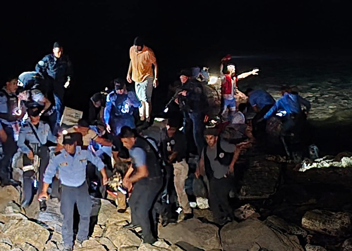 Rescue team at night scene after tragic plane crash near remote island. Rescue team at night scene after tragic plane crash near remote island.