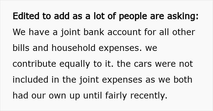 Husband Refuses To Pay Half The Bills For Car Both He And Wife Use, Gets Dragged Online Husband Refuses To Pay Half The Bills For Car Both He And Wife Use, Gets Dragged Online
