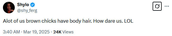 Tweet addressing body hair with humor, gaining attention on social media. Tweet addressing body hair with humor, gaining attention on social media.