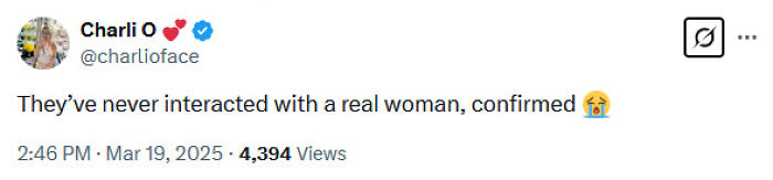 Tweet response about Rachel Zegler, mentioning interaction with real women, includes crying emoji. Tweet response about Rachel Zegler, mentioning interaction with real women, includes crying emoji.