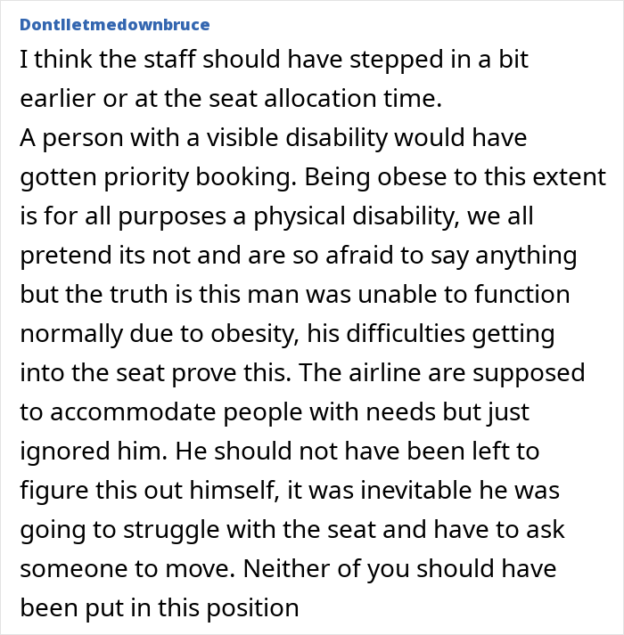 Commentary on seat allocation issues for overweight passengers. Commentary on seat allocation issues for overweight passengers.