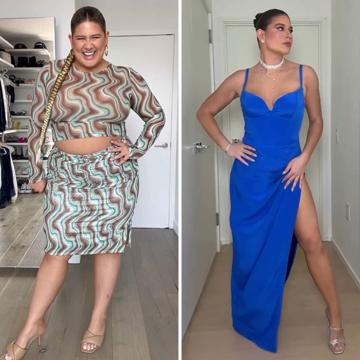 Plus-size influencer posing in stylish outfits, showcasing fashion versatility. Plus-size influencer posing in stylish outfits, showcasing fashion versatility.