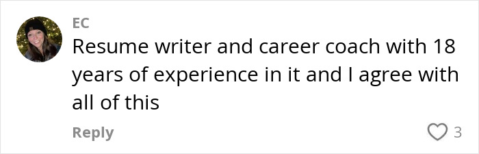 Career coach comment on resume writing advice, agreeing with insights and common mistakes to avoid in 2025. Career coach comment on resume writing advice, agreeing with insights and common mistakes to avoid in 2025.
