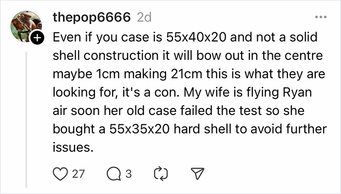 Woman’s Luggage Perfectly Fits The Required Size, Has To Pay Extra Or Not Fly Woman’s Luggage Perfectly Fits The Required Size, Has To Pay Extra Or Not Fly