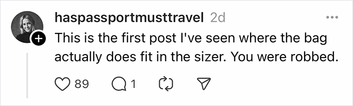 Woman’s Luggage Perfectly Fits The Required Size, Has To Pay Extra Or Not Fly Woman’s Luggage Perfectly Fits The Required Size, Has To Pay Extra Or Not Fly