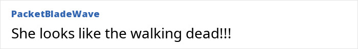 Comment by PacketBladeWave expressing concern, comparing appearance to 'the walking dead' at Netflix premiere. Comment by PacketBladeWave expressing concern, comparing appearance to 'the walking dead' at Netflix premiere.