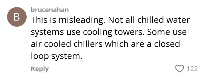 Comment discusses cooling towers and air-cooled chillers in chilled water systems. Comment discusses cooling towers and air-cooled chillers in chilled water systems.
