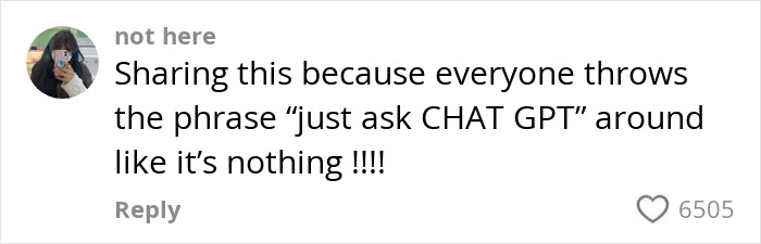 Woman comments on AI environmental impact, criticizing casual use of AI phrases, highlighting concerns. Woman comments on AI environmental impact, criticizing casual use of AI phrases, highlighting concerns.