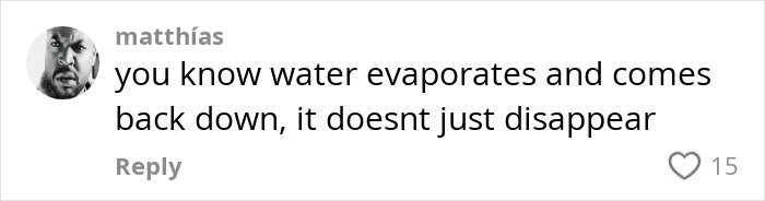 Comment discussing evaporation process, related to AI and environmental impact concerns. Comment discussing evaporation process, related to AI and environmental impact concerns.