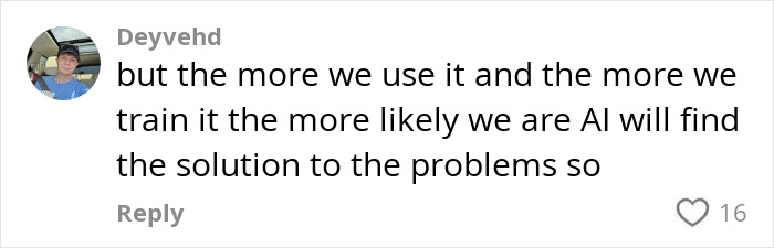 Online comment discussing AI and environmental impact. Online comment discussing AI and environmental impact.