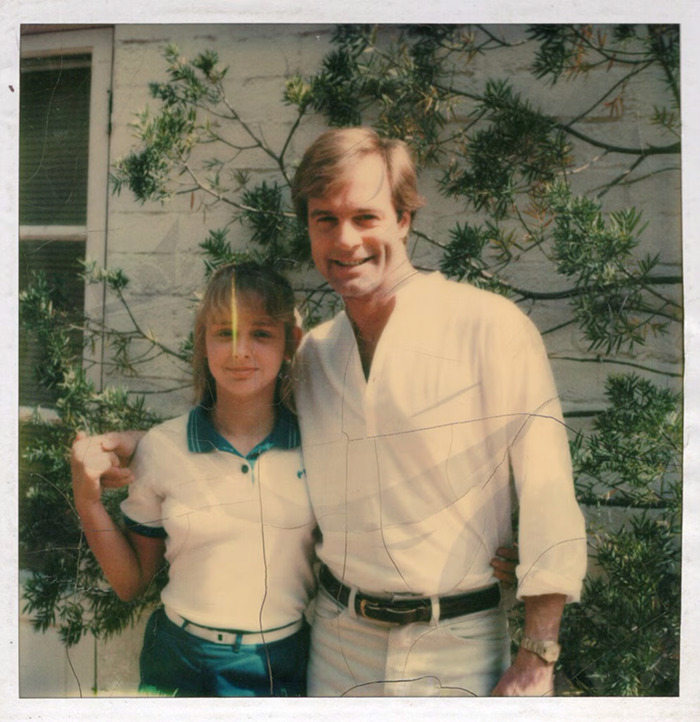 Unable to identify individuals; image shows a man and young girl outdoors, posing and smiling, related to actor scandal documentary. Unable to identify individuals; image shows a man and young girl outdoors, posing and smiling, related to actor scandal documentary.