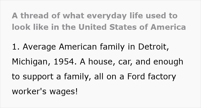 Text highlighting everyday American life in 1954, featuring a family in Detroit living on a Ford worker's wages. Text highlighting everyday American life in 1954, featuring a family in Detroit living on a Ford worker's wages.