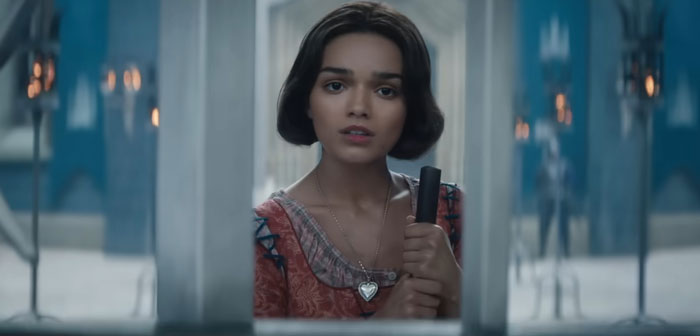 Young woman holding a broom in a castle, from the Snow White live-action film criticized by Disney shills. Young woman holding a broom in a castle, from the Snow White live-action film criticized by Disney shills.