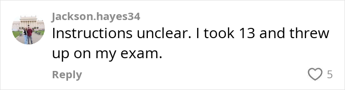 Comment joking about exam preparation results with 5 likes. Comment joking about exam preparation results with 5 likes.