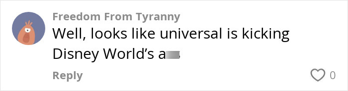 Comment suggesting Universal outperforming Disney World discounts. Comment suggesting Universal outperforming Disney World discounts.