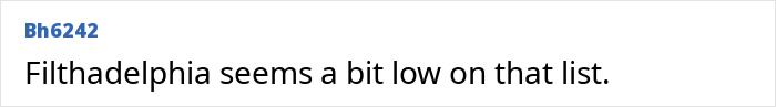 Commentary on America's dirtiest cities list, mentioning "Filthadelphia. Commentary on America's dirtiest cities list, mentioning "Filthadelphia.