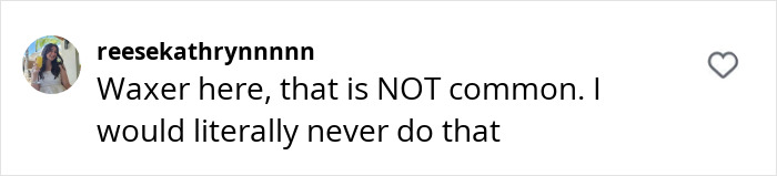 Instagram comment by user expressing disagreement with the waxer's pricing based on size. Instagram comment by user expressing disagreement with the waxer's pricing based on size.