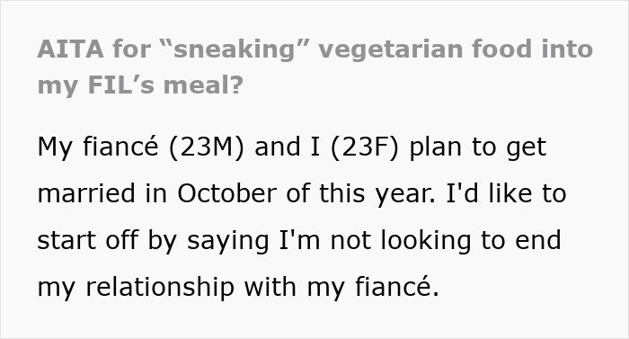 Text discussing whether it's wrong to sneak vegetarian food into father-in-law's meal. Text discussing whether it's wrong to sneak vegetarian food into father-in-law's meal.