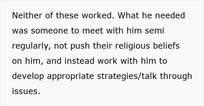 Text excerpt about husband and therapist discussing strategies without pushing beliefs, related to husband therapist wife homework. Text excerpt about husband and therapist discussing strategies without pushing beliefs, related to husband therapist wife homework.