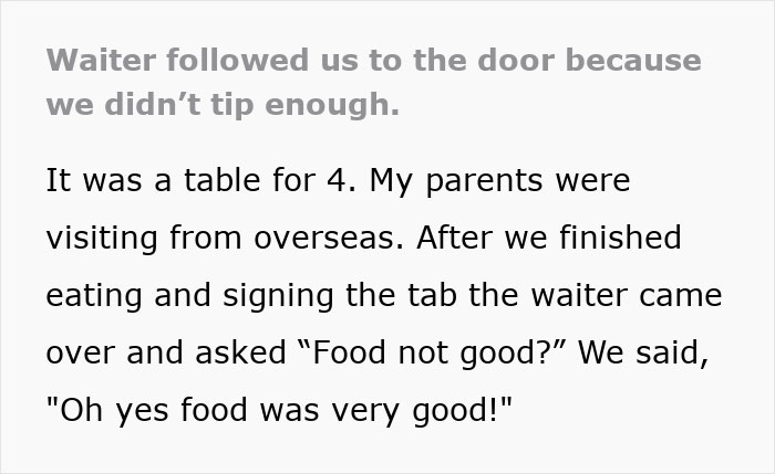 Restaurant Guests Tip $7, Are Chased Out The Door By Angry Server Restaurant Guests Tip $7, Are Chased Out The Door By Angry Server