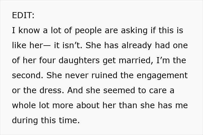 Text excerpt discussing a bride’s wedding drama caused by parents treating wedding secrets like gossip, ruining moments. Text excerpt discussing a bride’s wedding drama caused by parents treating wedding secrets like gossip, ruining moments.