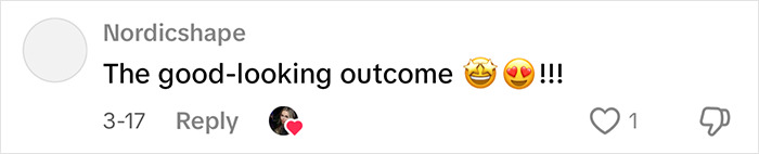 Comment praising the YouTube influencer's eyelid surgery results with smiling and heart emojis. Comment praising the YouTube influencer's eyelid surgery results with smiling and heart emojis.