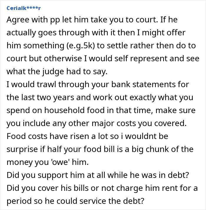 Online forum advice on handling a $25,000 claim after a relationship ends. Online forum advice on handling a $25,000 claim after a relationship ends.