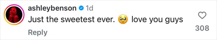 Ashley Benson comments on lovebirds' intimate wedding snaps, saying "Just the sweetest ever. 😍 love you guys. Ashley Benson comments on lovebirds' intimate wedding snaps, saying "Just the sweetest ever. 😍 love you guys.