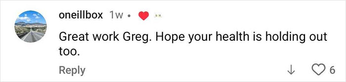 Comment on social media post expressing well wishes for Greg's health amid singer's physique transformation debate. Comment on social media post expressing well wishes for Greg's health amid singer's physique transformation debate.