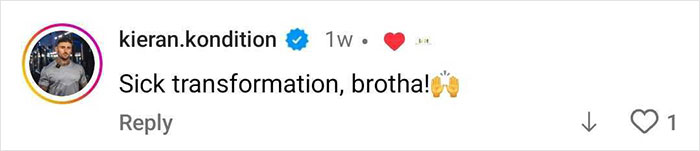 Instagram comment by kieran.kondition praising a singer's physique transformation, sparking debate between men and women. Instagram comment by kieran.kondition praising a singer's physique transformation, sparking debate between men and women.