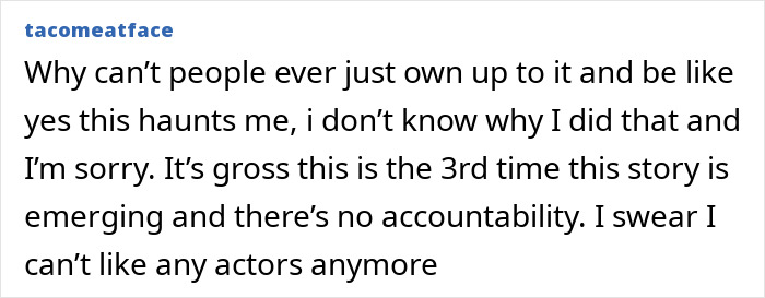 Comment criticizing lack of accountability related to Jon Hamm's university past resurfacing. Comment criticizing lack of accountability related to Jon Hamm's university past resurfacing.