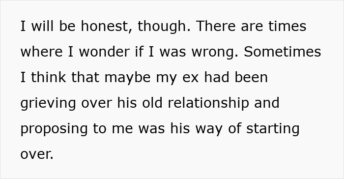 Text about reflecting on an upset ex-girlfriend and marriage proposal intentions. Text about reflecting on an upset ex-girlfriend and marriage proposal intentions.