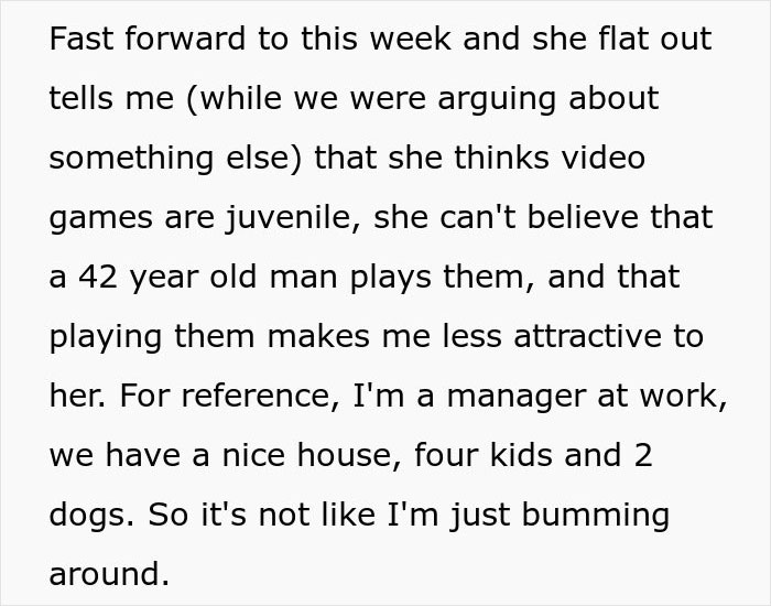 Text about video games being seen as juvenile and affecting attractiveness. Text about video games being seen as juvenile and affecting attractiveness.