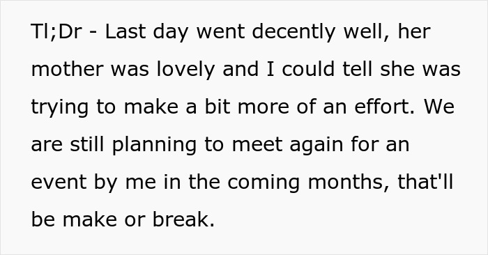 Text message about a guy visiting his long-distance girlfriend and her mother, discussing future plans and relationship efforts. Text message about a guy visiting his long-distance girlfriend and her mother, discussing future plans and relationship efforts.