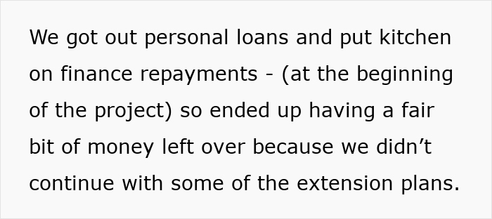 Text about personal loans for kitchen financing, leading to leftover money on unfinished plans. Text about personal loans for kitchen financing, leading to leftover money on unfinished plans.