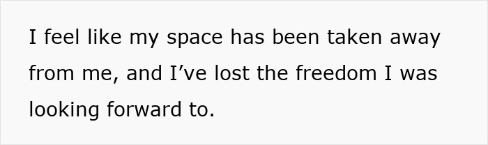 Text expressing an insecure mom's feelings about losing space and freedom during a family vacation. Text expressing an insecure mom's feelings about losing space and freedom during a family vacation.