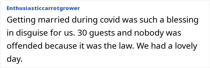 User post about getting married during covid with 30 guests, reflecting on weddings and new generations' joy impact. User post about getting married during covid with 30 guests, reflecting on weddings and new generations' joy impact.