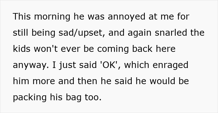 Stepmom shares a text about a family conflict involving stepkids' behavior and their father's reaction. Stepmom shares a text about a family conflict involving stepkids' behavior and their father's reaction.