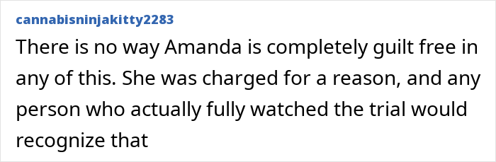 Online comment discussing a person's guilt related to a trial. Online comment discussing a person's guilt related to a trial.