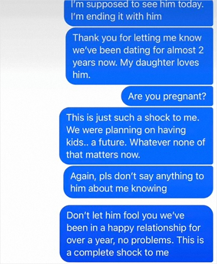 Text messages revealing a cheating boyfriend and pregnancy news, causing shock and heartbreak. Text messages revealing a cheating boyfriend and pregnancy news, causing shock and heartbreak.