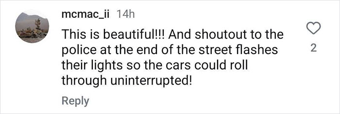 Comment praising sports car lovers for surprising a boy on his birthday, mentioning police aiding the parade. Comment praising sports car lovers for surprising a boy on his birthday, mentioning police aiding the parade.