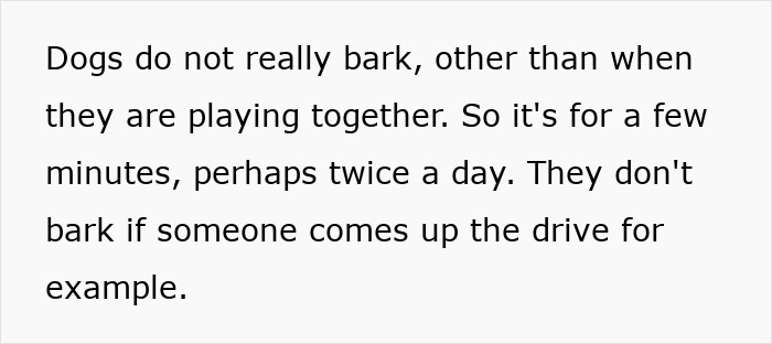Text discussing neighbor's dogs barking briefly during playtime. Text discussing neighbor's dogs barking briefly during playtime.
