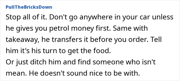Text advice about a girlfriend tired of paying for her boyfriend while he splurges on female colleagues and accuses her of jealousy. Text advice about a girlfriend tired of paying for her boyfriend while he splurges on female colleagues and accuses her of jealousy.