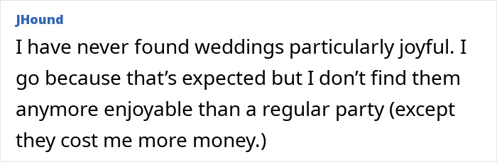User post expressing that weddings are no longer joyful and questioning if new generations ruined the joy of weddings. User post expressing that weddings are no longer joyful and questioning if new generations ruined the joy of weddings.