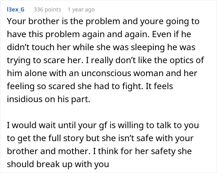 Man’s family urges girlfriend to dump boyfriend after she defends herself from brother’s prank. Man’s family urges girlfriend to dump boyfriend after she defends herself from brother’s prank.