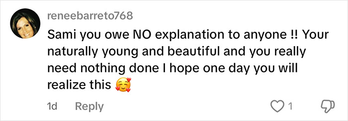 Comment supporting Denise Richards' daughter, emphasizing natural beauty and no need for cosmetic surgery. Comment supporting Denise Richards' daughter, emphasizing natural beauty and no need for cosmetic surgery.